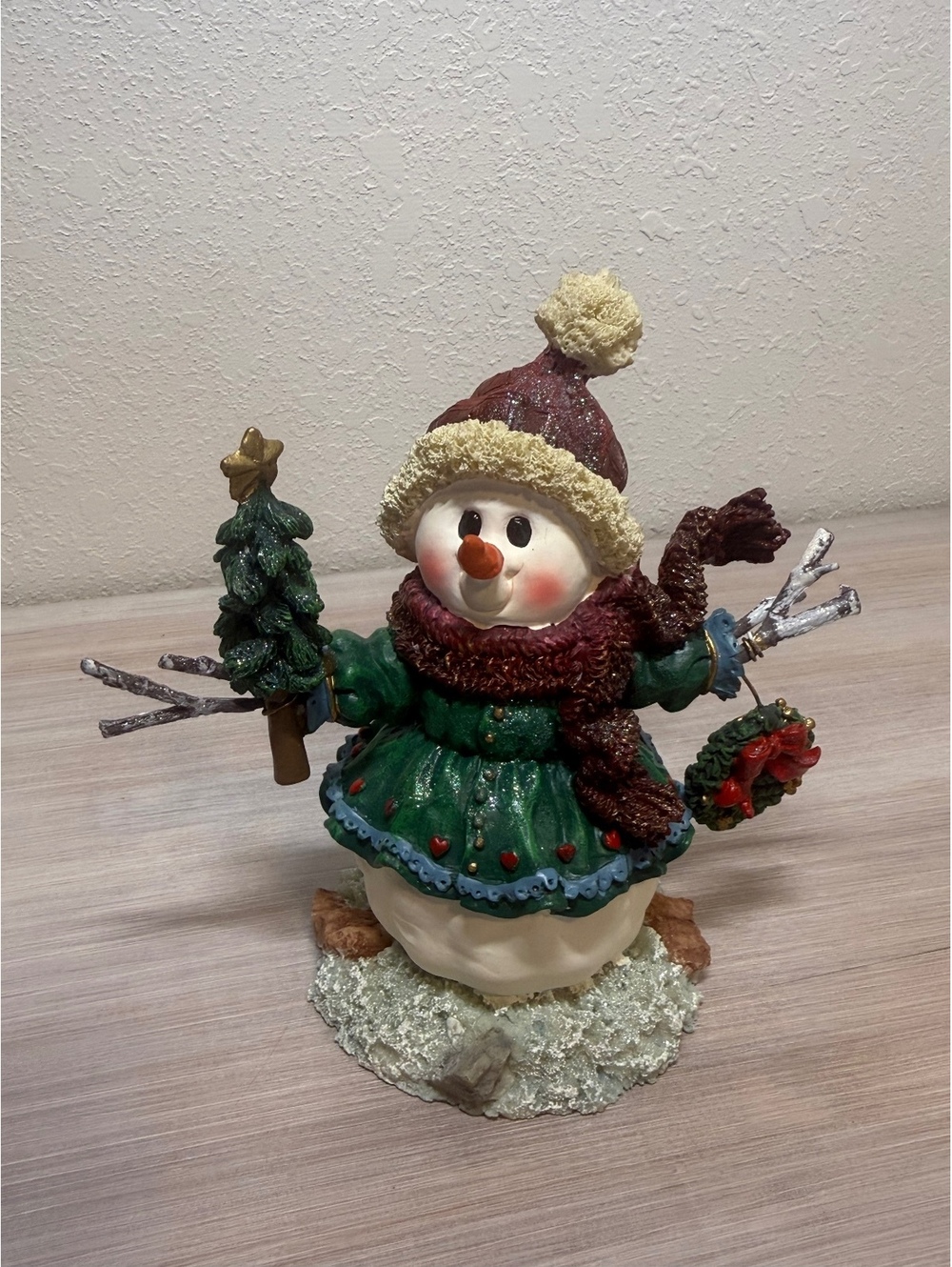 Holiday Time Collectible Sparkle Snowman Figurine with Box